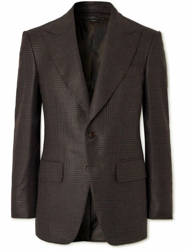 Photo: TOM FORD - Atticus Prince of Wales Checked Wool, Silk and Linen-Blend Blazer - Brown