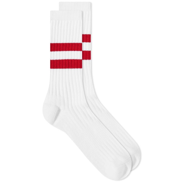 Photo: Norse Projects Men's Bjarki Cotton Sport Sock in Red