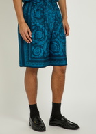 Versace Printed Silk Shorts Blue