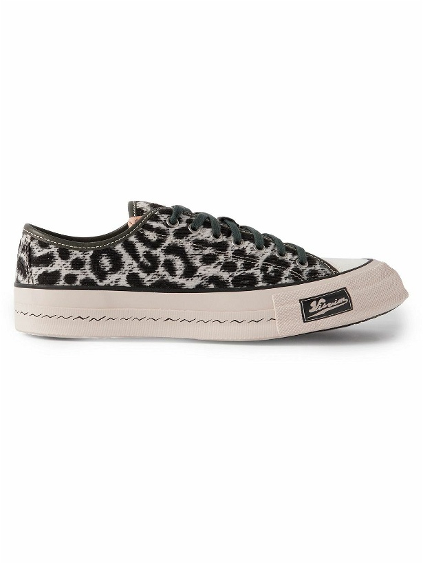Photo: Visvim - Skagway Leather-Trimmed Leopard-Print Corduroy Sneakers - Gray