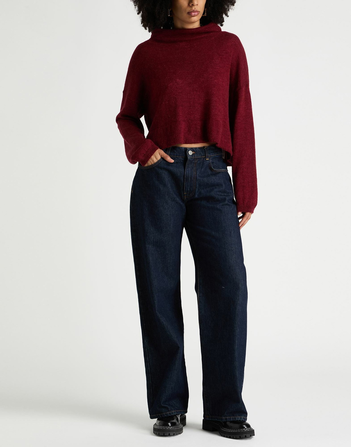 Manila Grace Womens Turtleneck Brick