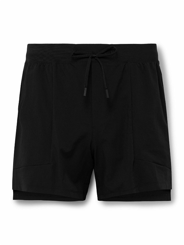 Photo: Lululemon - License to Train 5&quot; Linerless Slim-Fit Stretch Recycled-Shell Drawstring Shorts - Black