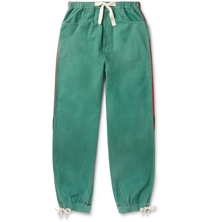 Photo: Gucci - Webbing-Trimmed Shell and Washed-Cotton Track Pants - Green