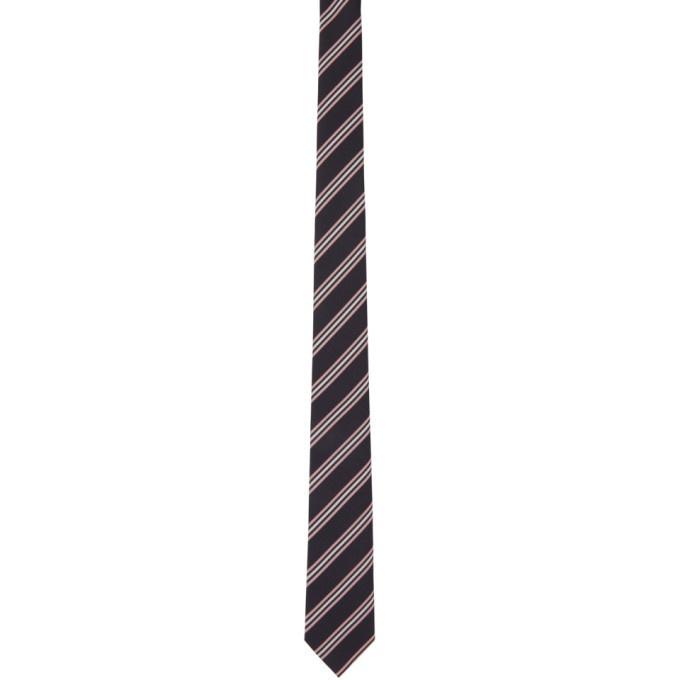 Photo: Z Zegna Black and Pink Silk Jacquard Striped Tie