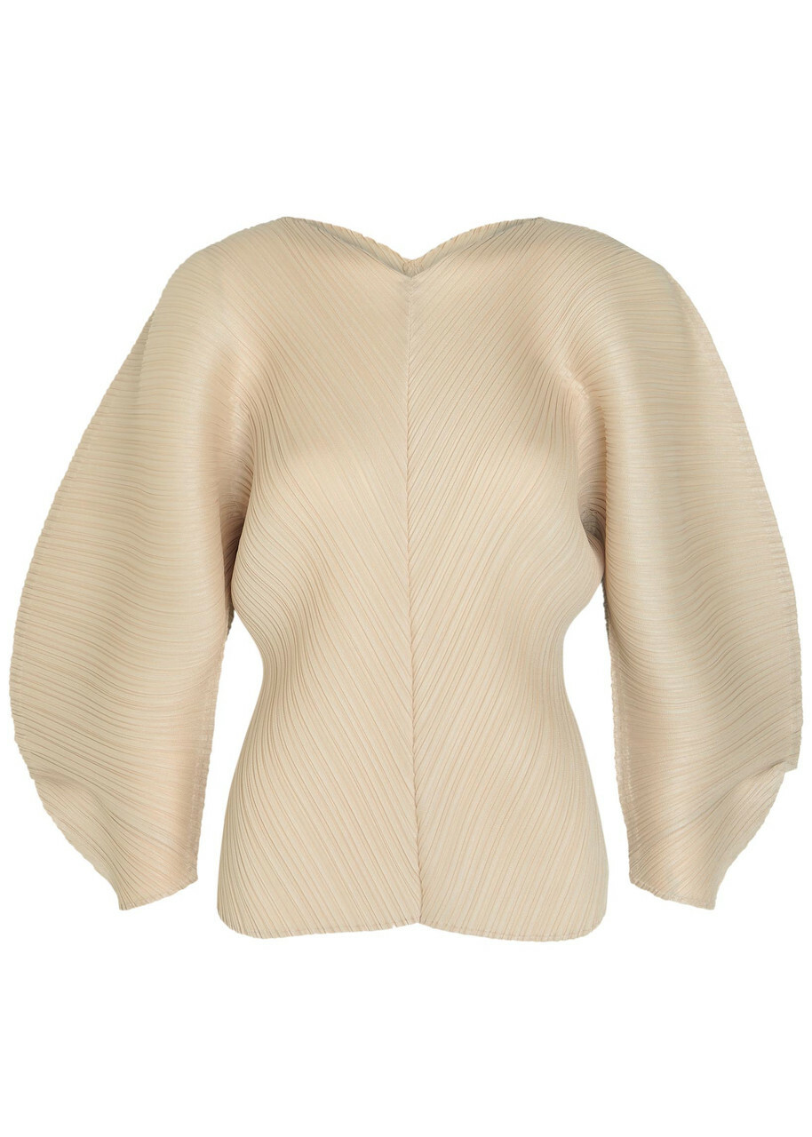 Pleats Please Issey Miyake Pleated Sculpted Woven top - Beige - One Size