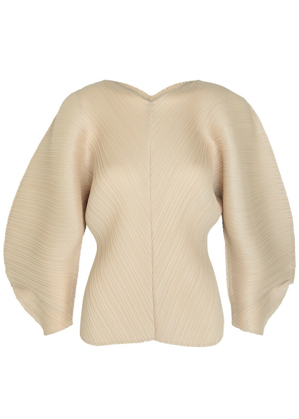 Photo: Pleats Please Issey Miyake Pleated Sculpted Woven top - Beige - One Size