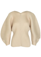 Pleats Please Issey Miyake Pleated Sculpted Woven top - Beige - One Size