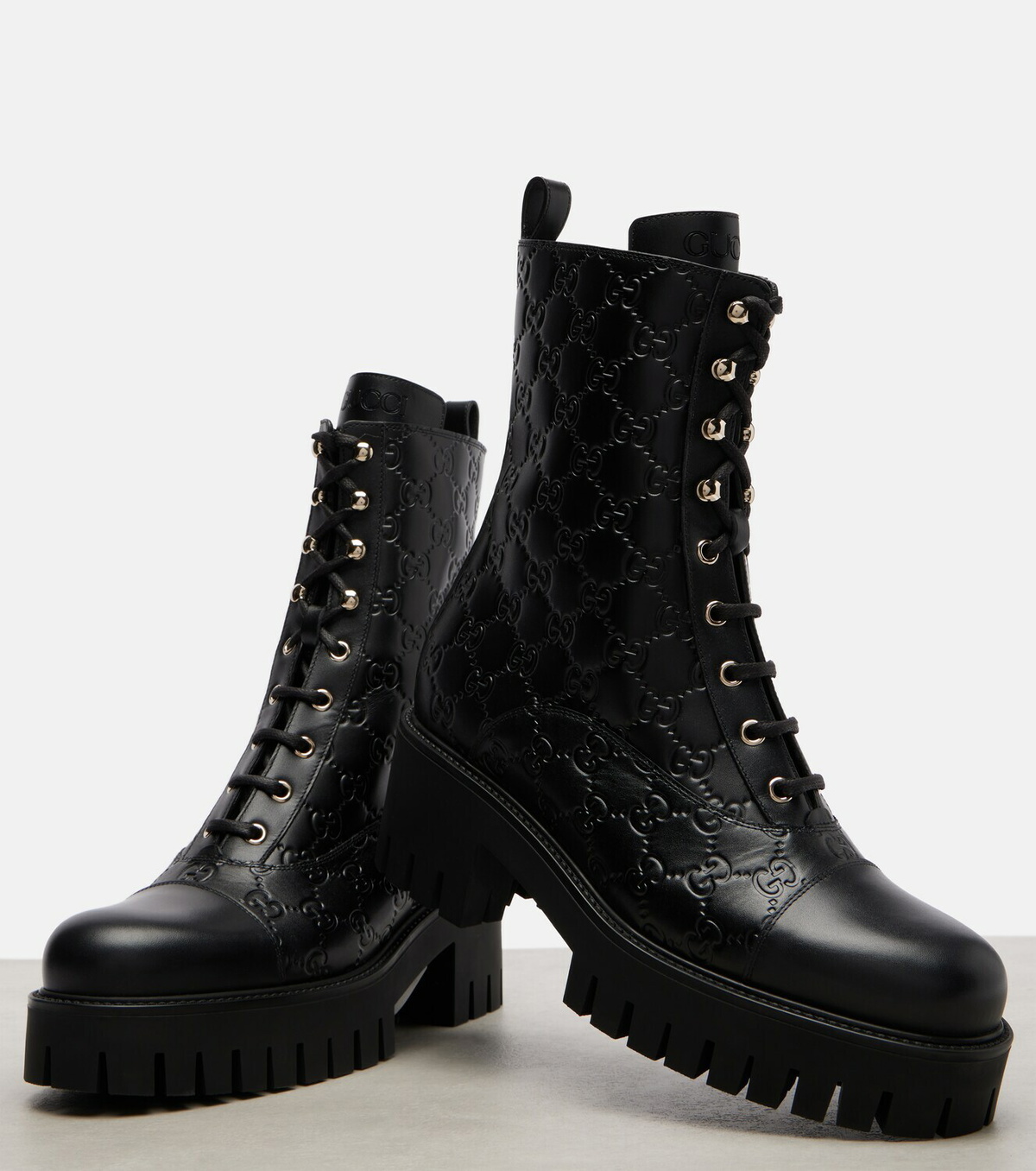 Gucci GG leather lace-up boots