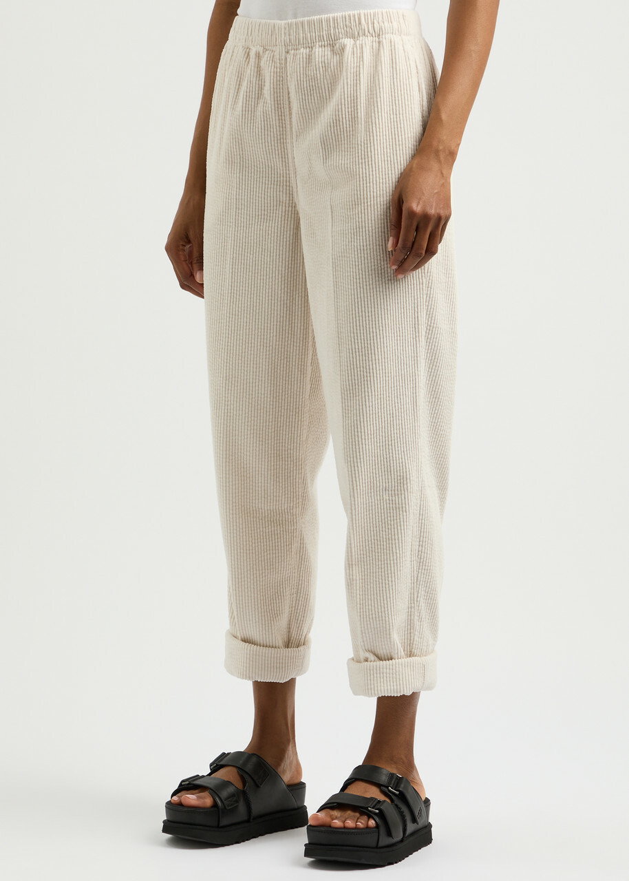 American Vintage Padow Cropped Corduroy Trousers Ecru