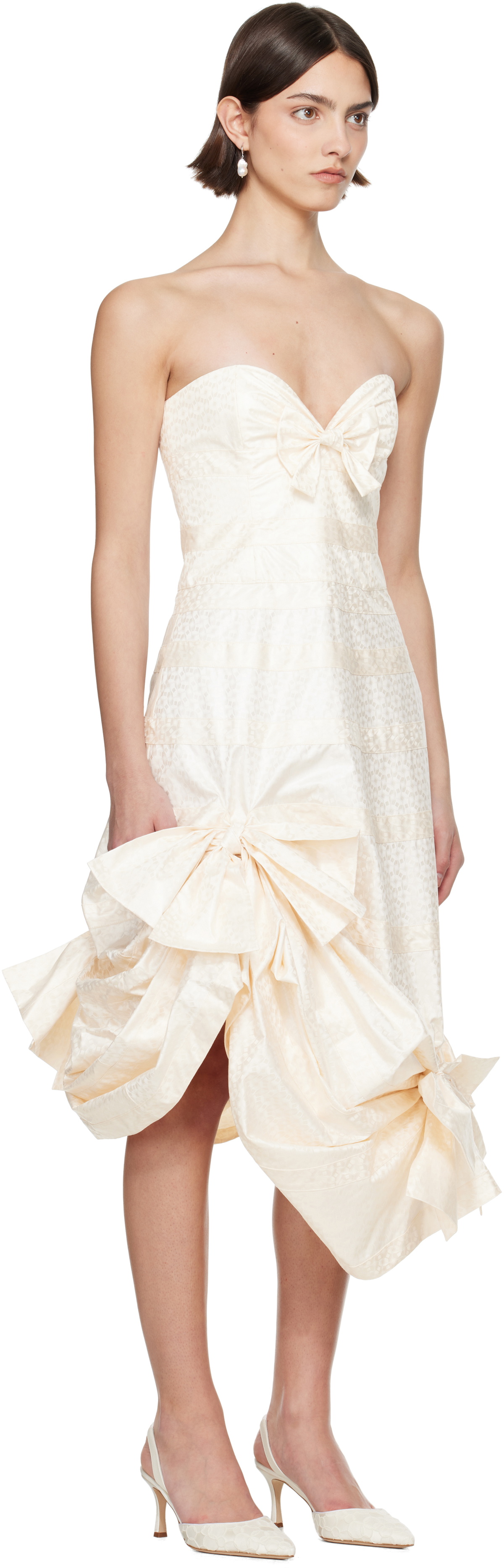SUPER YAYA SSENSE Exclusive Bridal Capsule Beatrice Strapless Midi Dress