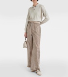 Brunello Cucinelli Floral silk wide-leg pants