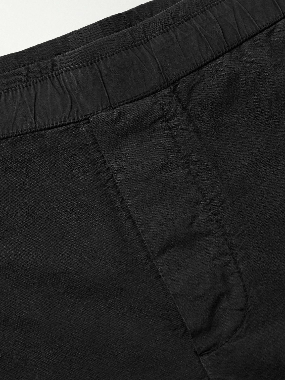 James Perse - Tapered Garment-Dyed Cotton and Hemp-Blend Trousers - Black