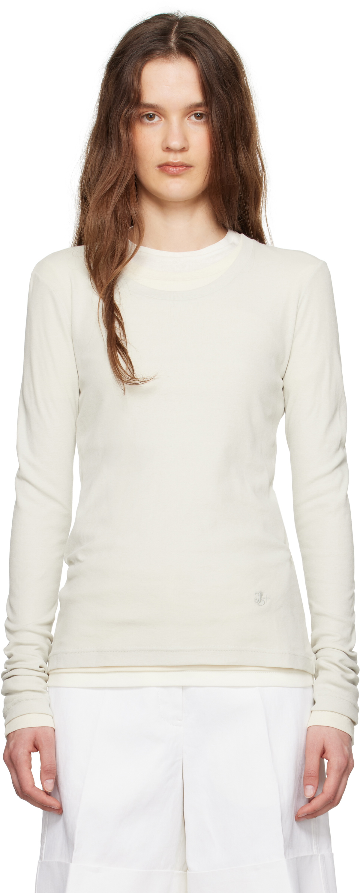 Jil Sander Gray & Off-White '3 Layers' Long Sleeve T-shirt Set Jil