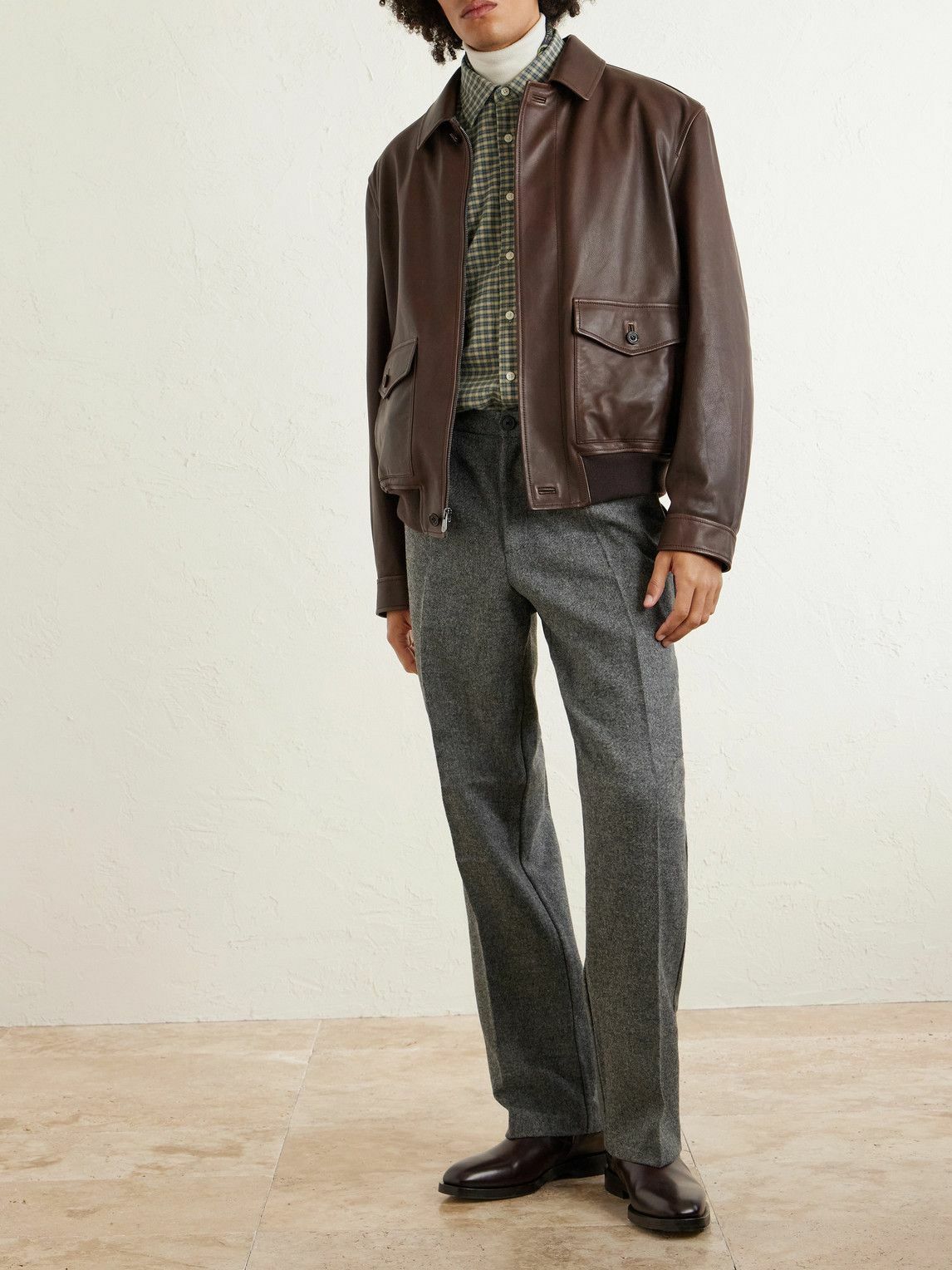 Ralph Lauren Purple label - Leather Bomber Jacket - Brown