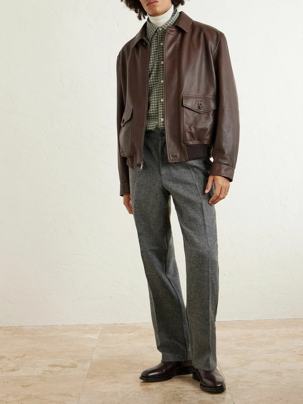 Photo: Ralph Lauren Purple label - Leather Bomber Jacket - Brown