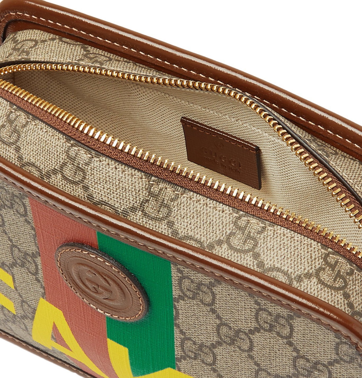 GUCCI Ophidia leather-trimmed printed coated-canvas shoulder bag