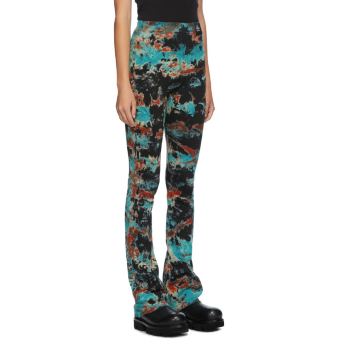 S.R. STUDIO. LA. CA. Multicolor Tie-Dye Tribal Flame Flair Trousers