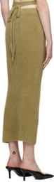 Ester Manas Green Fluffy Peephole Midi Skirt