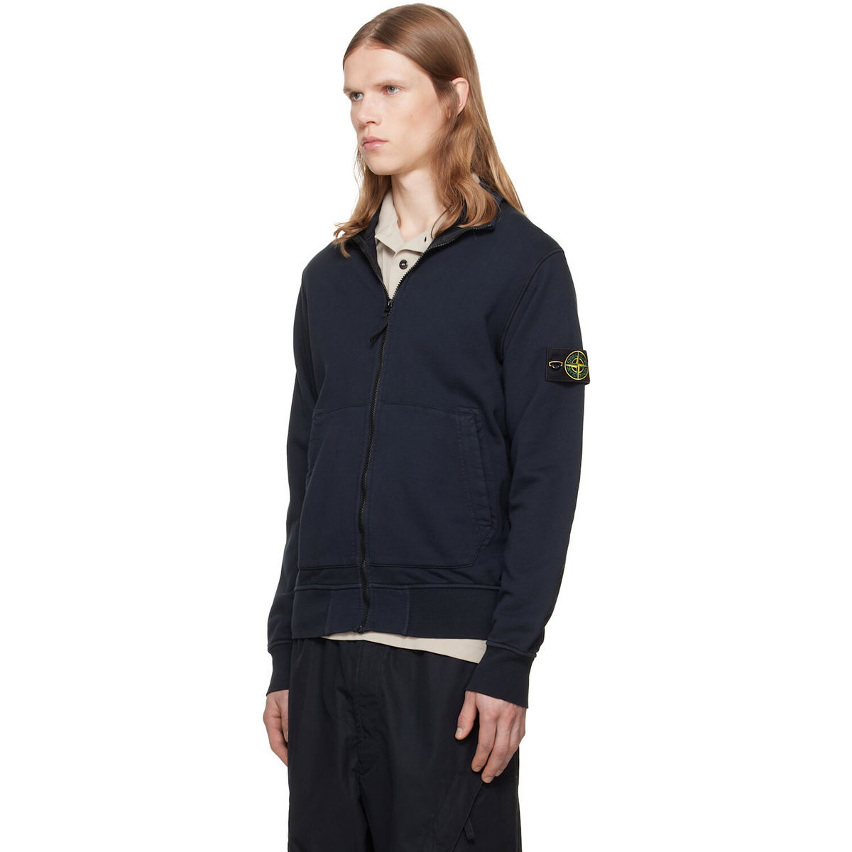 Stone Island Navy 6100063 Organic Cotton Fleece Sweatshirt