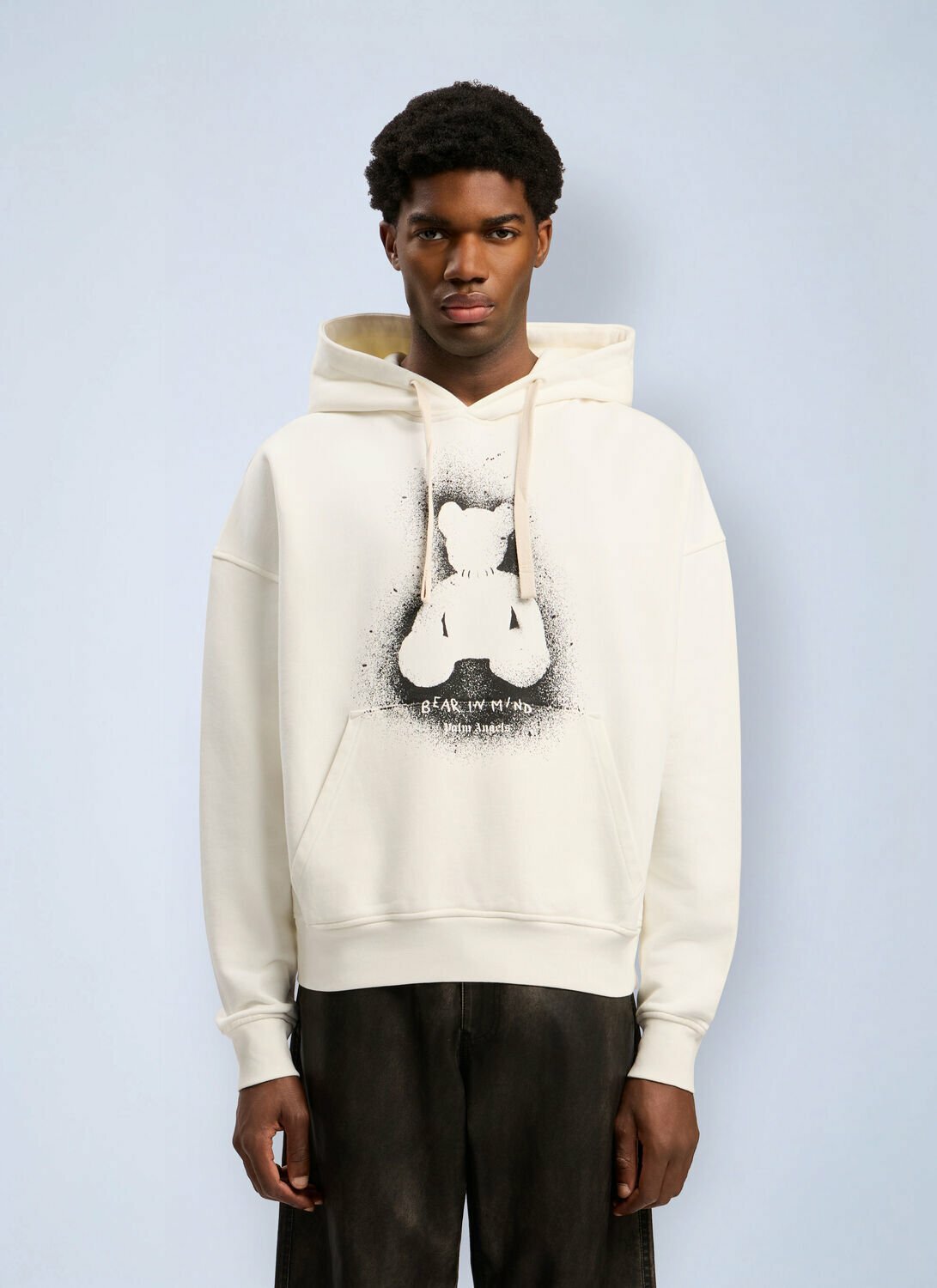 Palm Angels Spray Bear Loose Hooded Sweatshirt