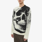 Alexander McQueen Men's Skul Intarsia Crew Knit in Bone/Black