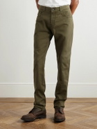 Purdey - Slim-Fit Straight-Leg Cotton-Blend Twill Trousers - Green