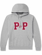 Pop Trading Company - College P Appliquéd Embroidered Cotton-Jersey Hoodie - Gray
