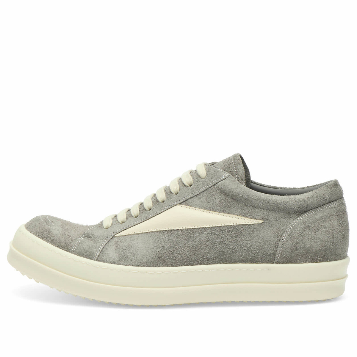 Rick Owens Men's Suede Vintage Sneaks in Steel/Milk/Milk