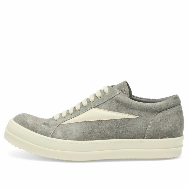 Photo: Rick Owens Men's Suede Vintage Sneaks in Steel/Milk/Milk