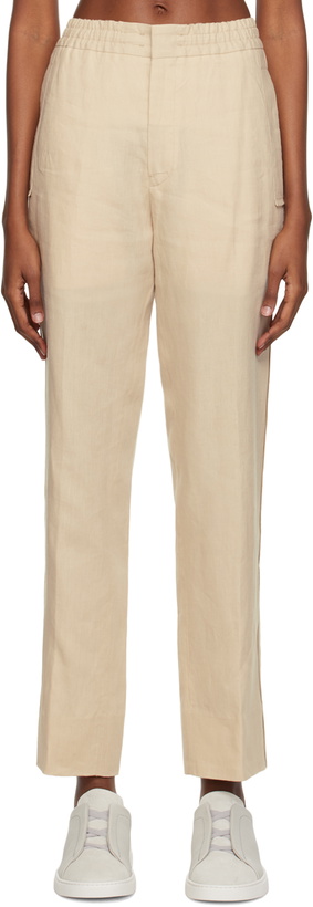 Photo: ZEGNA Beige Drawstring Trousers