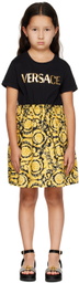 Versace Kids Black & Gold Barocco Dress