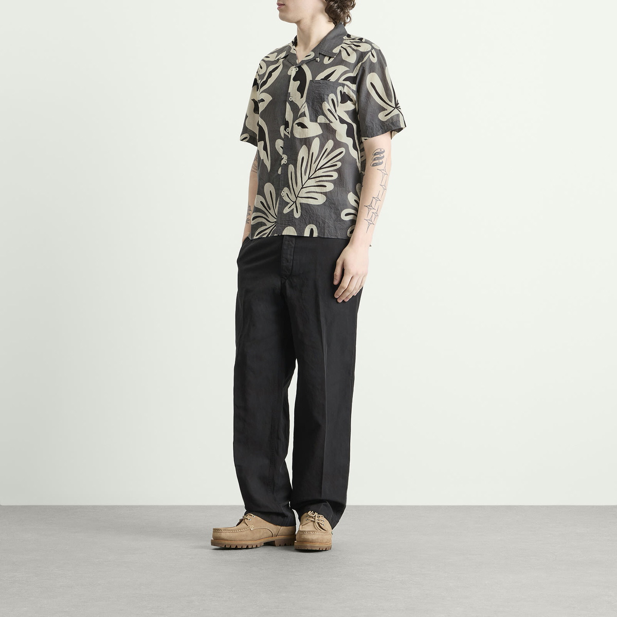 Universal Works Men's Baja Print Road Shirt in Grey