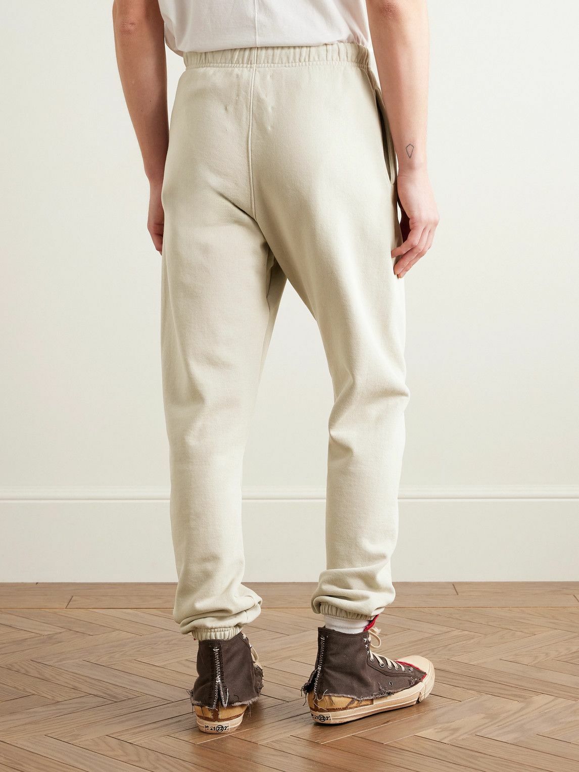 Gallery Dept. - Team Dept Tapered Embroidered Printed Cotton-Jersey Sweatpants - Neutrals