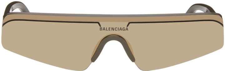 Photo: Balenciaga Brown Ski Rectangle Sunglasses