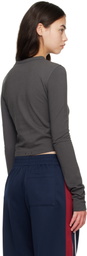 We11done Gray Cropped Pastel Teddy Long Sleeve T-shirt