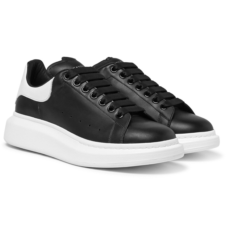 Photo: Alexander McQueen - Exaggerated-Sole Leather Sneakers - Black