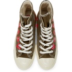 Comme des Garcons Play Khaki Converse Edition Multiple Hearts Chuck 70 High Sneakers