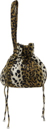 Blumarine Brown & Black Printed Satin Rhinestone Logo Pouch
