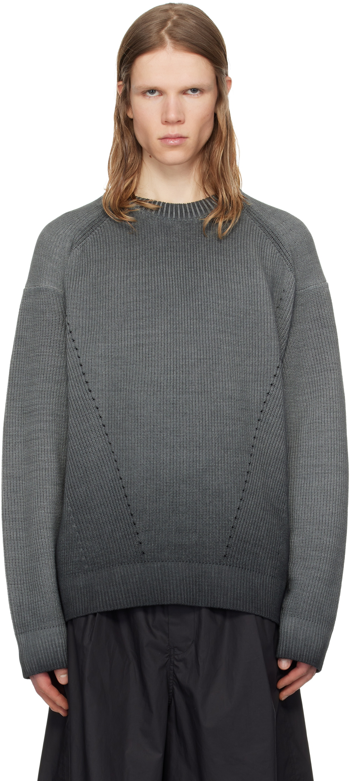 Juun.J Gray Cotton Dyed Sweater