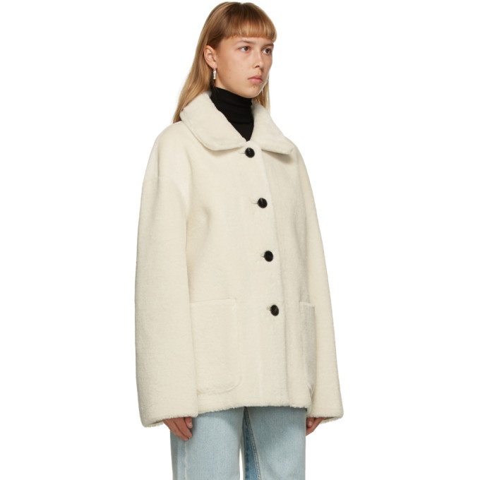 DRAE Reversible Off-White Faux-Shearling Jacket
