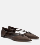 Max Mara Volpino leather-trimmed woven ballet flats