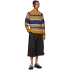 Acne Studios Yellow Striped Jacquard Crewneck Sweater