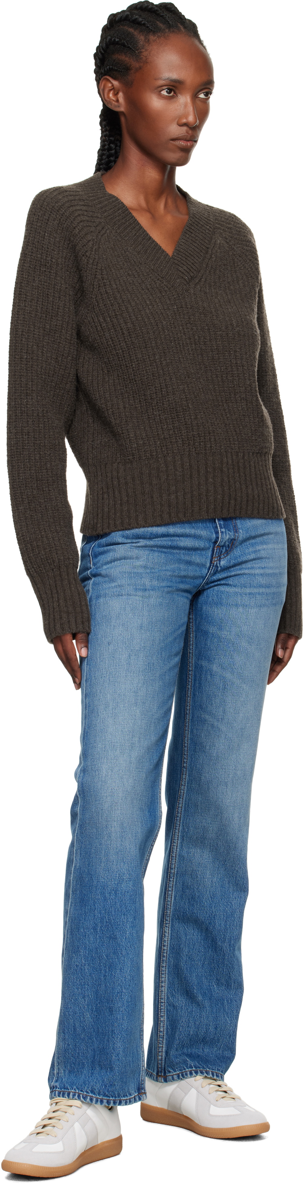 mfpen Brown Plaza V-Neck Sweater