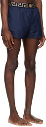 Versace Navy Greca Swim Shorts