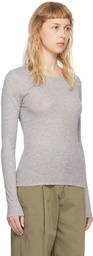 House of Dagmar Gray Round Neck Long Sleeve T-Shirt
