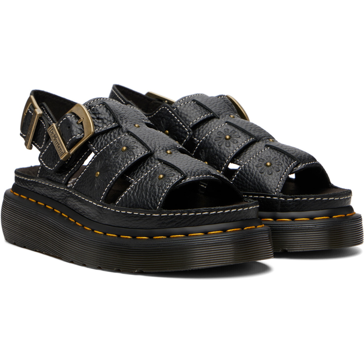Dr. Martens Black Wrenlie Grizzly Fisherman Platform Sandals