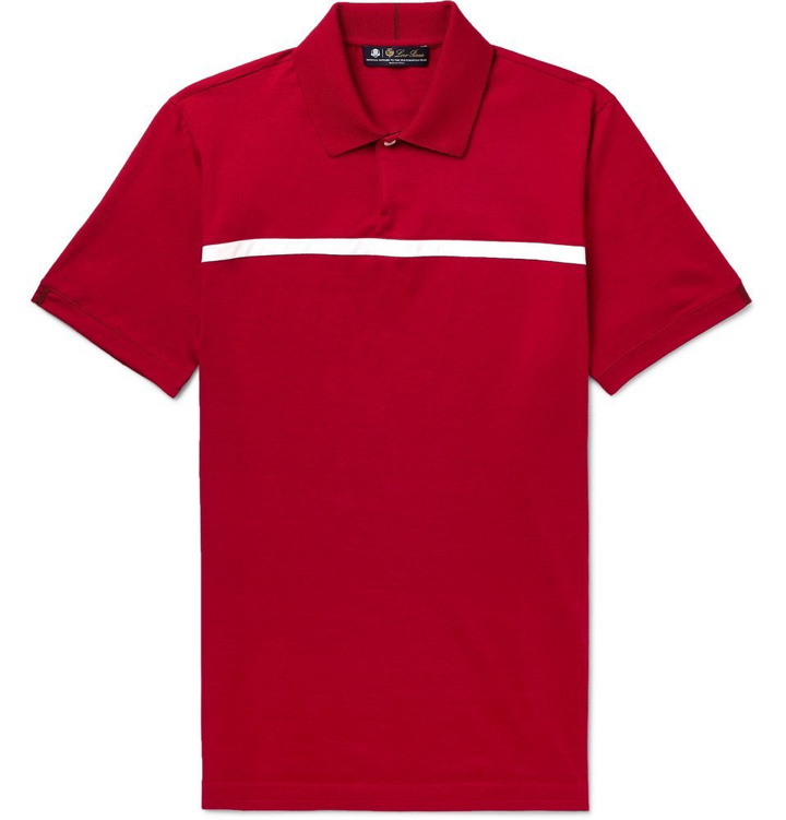 Photo: Loro Piana - 28Matches Striped Jersey Golf Polo Shirt - Red