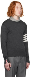Thom Browne Gray Classic 4-Bar Sweater