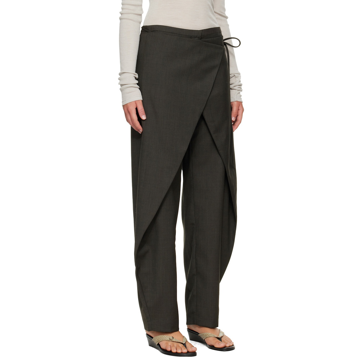 St. Agni Gray Wrap Rouleau Trousers