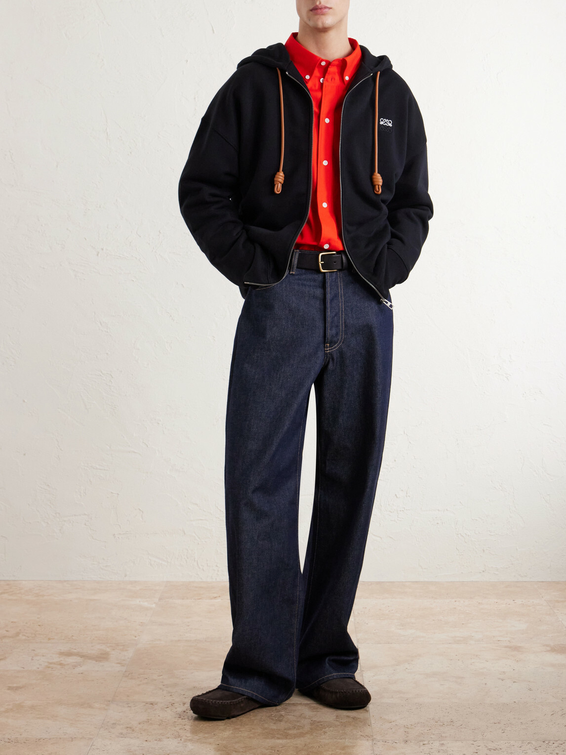 LOEWE - Anagram-Embroidered Cotton-Jersey Zip-Up Hoodie - Black